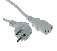 ACT Cable IEC de 1 m, Cable C13, Cable de alimentación para PC, CEE 7/7 a C13 de 3 Clavijas - Contacto de Puesta a Tierra - AK5402 Blanco