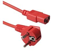 Act Cable IEC de Act de 1,8 m, Cable C13, Cable de alimentación para PC, CEE 7/7 a C13 de 3 Clavijas - Contacto de Puesta a Tierra - AK5130 Rojo