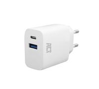 ACT Cargador USB-C de 2 Puertos 20W, USB-C + USB-A Power Delivery PPS, Adaptador GaNFast, sin Cable de Carga Enchufe USB - AC2122