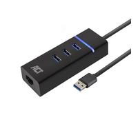 ACT Concentrador USB 3.1 Gen1 de 3 Puertos (USB 3.0) con Puerto de Red Gigabit AC6310