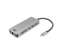 ACT Estación de Acoplamiento USB C 8 en 1 con Carcasa de Aluminio, 4K a 30 Hz HDMI, 3 Puertos USB 3.0, USB Tipo C 100 W PD, LAN, Lector de Tarjetas SD/Micro, conexión de un Monitor Adicional a un