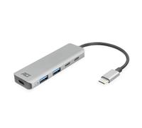 ACT Hub USB C, 4 Puertos USB 3.0, 2 x USB-C y 2 x USB-A, Carcasa de Aluminio, Color Gris - AC7072