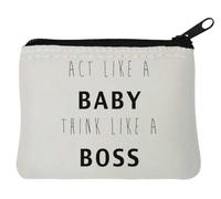Act Like A Baby Think Like A Boss - Monedero de neopreno (10 x 11 cm), color blanco