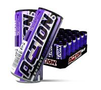 ACT!ON Action Energy Drink Purple (48 x 500 ml) incluye depósito - Refresco con sabor a granada y arándano - patata energética con mayor contenido de cafeína - paleta de 48 latas de bebidas