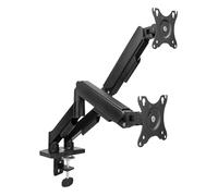 ACT Soporte Monitor para 2 monitores con Pantallas de hasta 35 Pulgadas, con Resorte de Gas, 9 kg por Brazo, Altura fácilmente Ajustable, Ideal para Puestos de Trabajo Flexibles AC8314