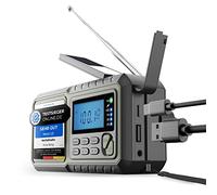 Acta Berg Radio de manivela | Radio de emergencia con manivela y batería de 5000 mAh | Radio solar con receptor mundial | Equipo de emergencia con manivela manual para apagones | Como linterna y