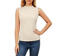 Actcat Camiseta sin mangas de verano para mujer, cuello redondo, parte superior básica, 01 blanco, XL