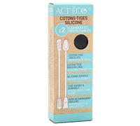 Act'Éco Doble Bastoncillo de algodón Reutilizable en Silicona y Embudo Maquillaje Negro