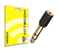 actecom® Adaptador de Audio Estéreo Jack 3.5mm Hembra a Jack 6.35 mm Macho Estereo | Adaptador conversor Jack 3.5 mm a 6.35 mm | Adaptador de Conector de Auriculares | PVC