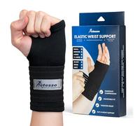 Actesso Elástica Muñequera de Soporte y Compresión - Alivio y Comodidad para Tendinitis, Túnel Carpiano, Dolor de Muñeca, Esguinces y Deportivas - Negro o Beige (Mediana, Negro)
