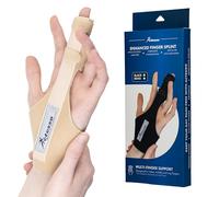 Actesso Férula de Dedo Mejorada - Soporte y Alivio para Dedo en Gatillo, Dedo en Mazo, Artritis, Esguinces y RSI - Para Índice, Medio y Anular (Talla única, Beige)