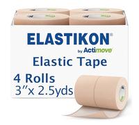 Actimove Elastikon - Cinta adhesiva elástica, 3 pulgadas x 2.5 pies, 4 unidades, soporte de compresión para esguinces, tensiones, lesiones musculares, recuperación deportiva, diseño flexible