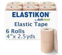Actimove Elastikon - Cinta adhesiva elástica, 4 x 2.5 pulgadas, 6 unidades, soporte de compresión para esguinces, tensiones, lesiones musculares, recuperación deportiva y vendajes de seguridad con