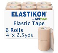 Actimove Elastikon - Cinta adhesiva elástica, 4 x 2.5 pulgadas, 6 unidades, soporte de compresión para esguinces, tensiones, lesiones musculares, recuperación deportiva y vendajes de seguridad con