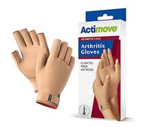 Actimove® Guantes de artritis para el cuidado de la artritis, control del dolor sin medicamentos para dedos y manos doloridos, uso excesivo o síndromes repetitivos, uso izquierdo/derecho, beige,