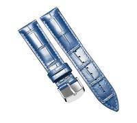 ACTINPANT 1 Correa de Reloj Cuero Becerro Genuino Repuesto (14 mm, 16 y 18 mm)(Blue Silver,14mm)