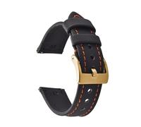 ACTINPANT 1 correa de reloj cuero con hebilla metal, 18 mm y 20, resistente al agua, deportiva(Black-Orange Line3,18mm)