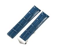 ACTINPANT 1 Correa de Reloj Cuero Genuino 20, 22 y 24 mm, elástica, Resistente al Agua, con Hebilla Plegable(Blue-ST-Z5,24mm)