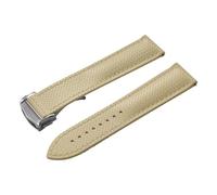ACTINPANT 1 pieza for correa de reloj FKM 20 mm con hebilla mariposa, resistente al agua, suave, universal(Khaki-Silver Buckle)