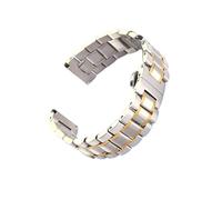 ACTINPANT Correa de Acero Inoxidable Universal Doble Uso con Codo Plano 19-24 mm y Cierre Mariposa presión(Silver-Gold,21mm)