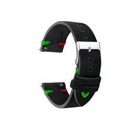 ACTINPANT Correa de Piel Ante for Reloj GT3/GT4, 18/20/22/24 mm, Estilo Vintage, con Costuras Hechas a Mano(Black-Red Green Line,22mm)