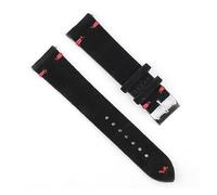 ACTINPANT Correa de piel ante for reloj, pulsera vintage, hecha a mano, con costuras, 22 mm y 24(Black-red wire,20mm)