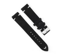 ACTINPANT Correa de piel ante for reloj, pulsera vintage, hecha a mano, con costuras, 22 mm y 24(Black-white wire,20mm)