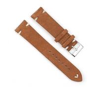 ACTINPANT Correa de piel ante for reloj, pulsera vintage, hecha a mano, con costuras, 22 mm y 24(Brown-white wire,18mm)