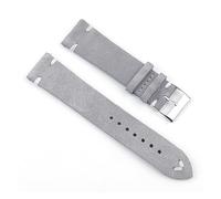 ACTINPANT Correa de piel ante for reloj, pulsera vintage, hecha a mano, con costuras, 22 mm y 24(Gray-white wire,18mm)