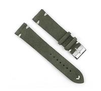 ACTINPANT Correa de piel ante for reloj, pulsera vintage, hecha a mano, con costuras, 22 mm y 24(Green-white wire,20mm)