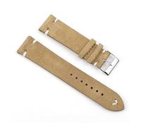 ACTINPANT Correa de piel ante for reloj, pulsera vintage, hecha a mano, con costuras, 22 mm y 24(Khaki-white wire,18mm)