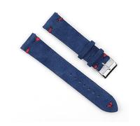 ACTINPANT Correa de piel ante for reloj, pulsera vintage, hecha a mano, con costuras, 22 mm y 24(Royalblue-red wire,18mm)
