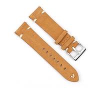 ACTINPANT Correa de piel ante for reloj, pulsera vintage, hecha a mano, con costuras, 22 mm y 24(Tan-white wire,18mm)