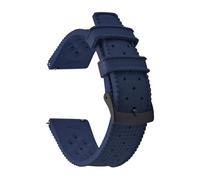 ACTINPANT Correa de reloj FKM suave 20/21 mm con hebilla plateada, negra y dorada(Blue-Buckle2,21mm)
