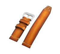 ACTINPANT Correa de Reloj Piel auténtica Vintage for Hombre, 18 mm, 20, 22, 24 y 26, Vaca Doble Capa, Hecha a Mano(Silver Buckle,20mm)