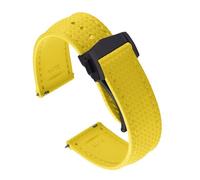ACTINPANT Correa de reloj universal FKM tropical 20 mm, correa buceo, deportiva desplegable(Yellow-Black Buckle)