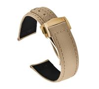 ACTINPANT Correa de reloj universal lona y cuero 20 mm 22 for hombre, resistente al agua, 1 unidad(Khaki-Gold,22mm)