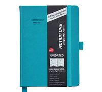 Action Day Planificador semanal sin fechas, diseño todo en uno, listas de tareas, objetivos, proyectos, notas, diario semanal/calendario, hace que sea fácil hacer las cosas, turquesa, 6 x 8 pulgadas