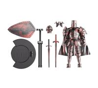 Action Figure Model, Multi-Jointed Medieval Knight Figurine, Fully Movable Statue with 360° Rotating Head, Realistic Flexible Design, Ideal for Desk Display, Dining Table, 14x13.2cm Red Yellow Silver