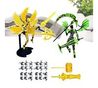 Action Figure Set, 2 Piece 3D Printed Movable Joint Toy with Wings Assembly Completed Display Model, Articulated Desktop Decor Collectible Figure Set for Collector Living Room Bedroom Bookshelf