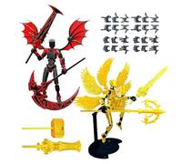 Action Figure Set, 2 Piece 3D Printed Movable Joint Toy with Wings Assembly Completed Display Model, Articulated Desktop Decor Collectible Figure Set for Collector Living Room Bedroom Bookshelf