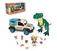 Action Heroes Dino Explorer 4x4 Jeep con Ruedas Anchas, Personaje y Dinosaurio T-Rex, para niños y niñas a Partir de 4 años, Famosa ACN10010