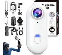 ActionSnap - Thumb Action Camera, Mini 4K Thumb Action Camera , Wearable Gosnap Body Cam, 30M Waterproof, 170° Wide Angle with 10 Complete Accessories for Bike Cycling, Pet, Vlogging (White,64G)