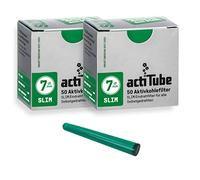actiTube - Juego de filtros de carbón activo Slim Kogu, 7,1 mm, incluye un saverette, 2x50 (100)