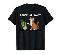 Actitud del Gato Hago lo Que Quiero Funny Plant Chaos Humor de Mascotas Camiseta