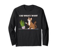 Actitud del Gato Hago lo Que Quiero Funny Plant Chaos Humor de Mascotas Manga Larga