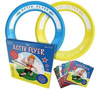 Activ Life Active Flyer: Anillos de Frisbee aerodinámicos: ¡diversión al Aire Libre para niños, niños o niñas de Todas Las Edades! Paquete de 2 (Cian/Amarillo)