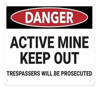 Active Mine Danger Keep Out Ranch Farm Sign 12x8 Inch | Thick aluminum alloy smooth edge safe handle ANSI style layout