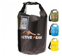 Active Peak® Saco Estanco Impermeable Roll-Top 2L/5L/10L/20L - Ultra-Resistente con Correa, Ideal para Playa, Barco & Paddle + Funda Impermeable para Móvil (Negro, 2 litros)