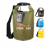 Active Peak® Saco Estanco Impermeable Roll-Top 2L/5L/10L/20L - Ultra-Resistente con Correa, Ideal para Playa, Barco & Paddle + Funda Impermeable para Móvil (Verde, 5 litros)